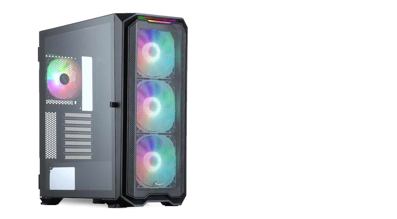 A Rosewill SPECTRA C201 case is tilted slightly to the right.